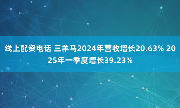 线上配资电话 三羊马2024年营收增长20.63% 2025年一季度增长39.23%